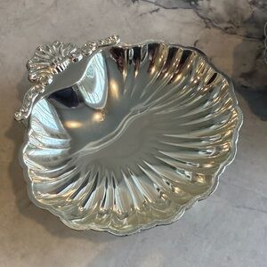 Sold Pair of  Silver Plated  Shell-Shaped Footed Dish